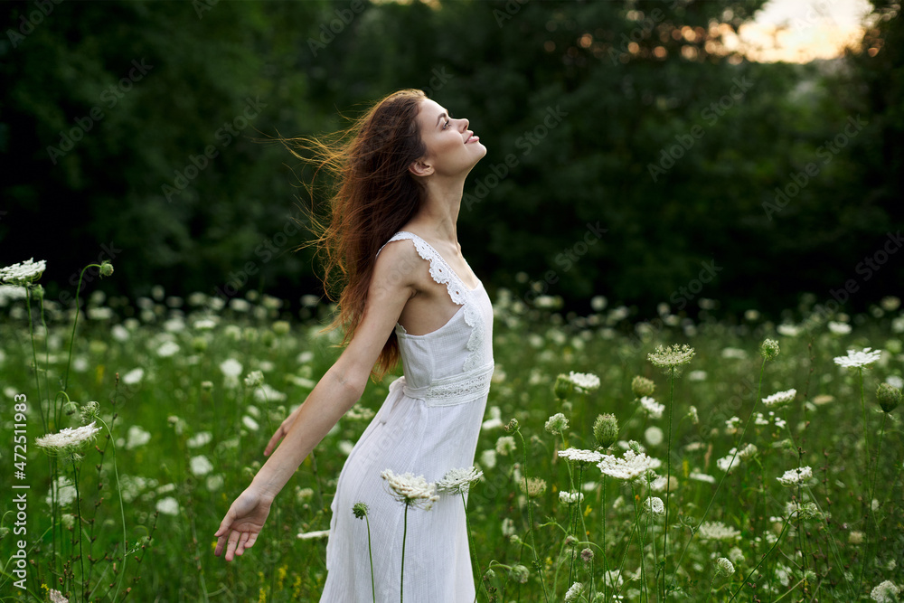 cheerful woman outdoors flowers freedom summer nature cheerful woman outdoors flowers freedom summer nature