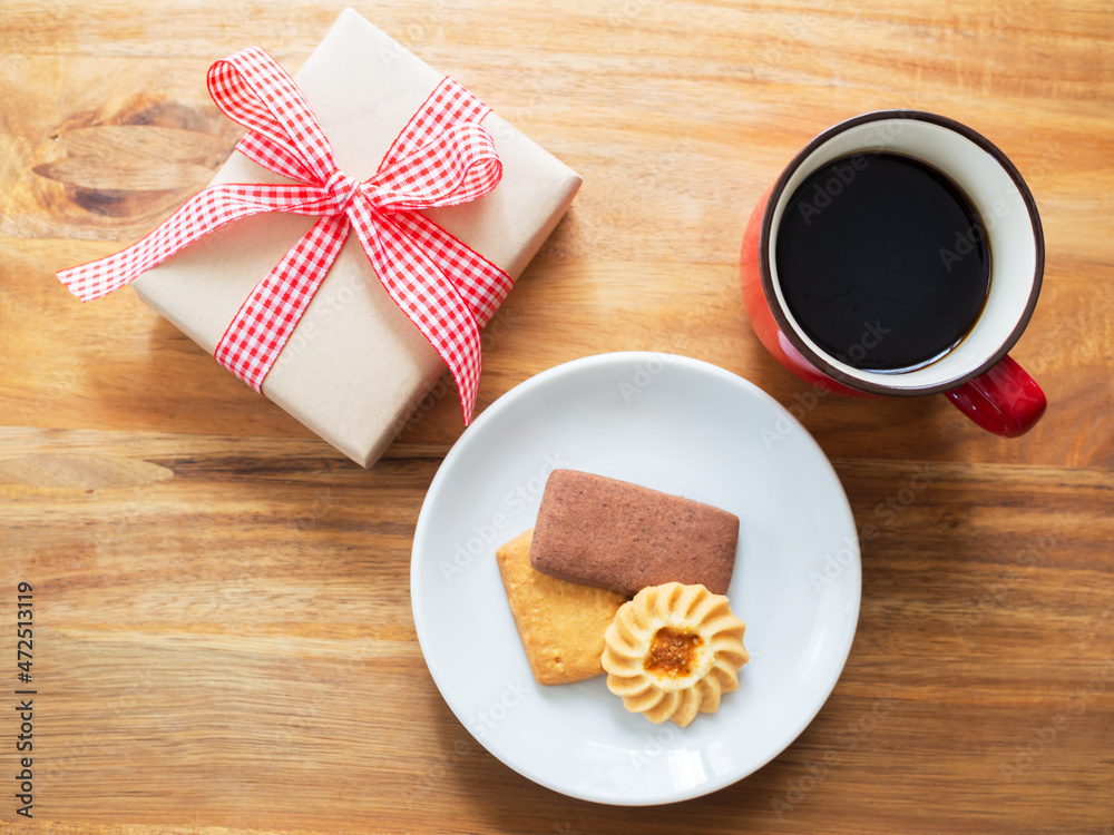 クッキーとホットコーヒー、プレゼント クッキーとホットコーヒー、プレゼント