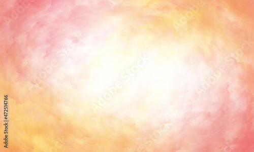 Abstract translucent watercolor background in red, yellow, pink and orange tones. Copy space, horizontal banner.