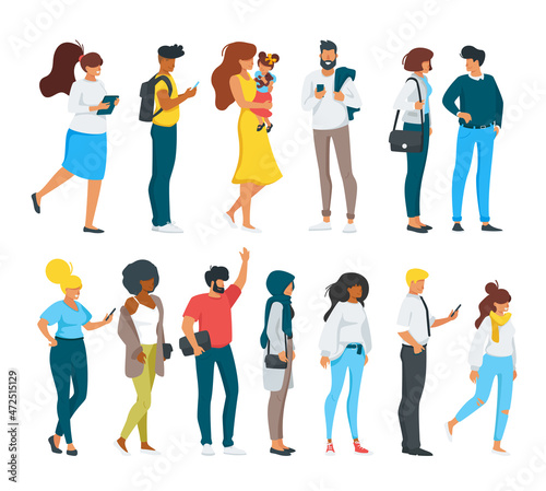 Vector flat style set of standing people