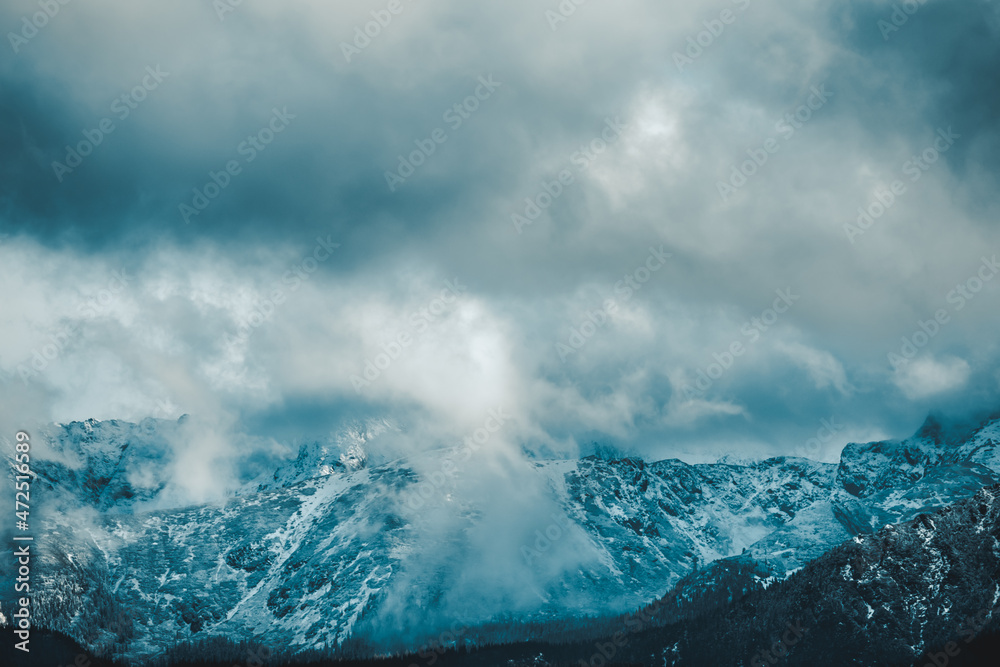 Tatra Mountains in Poland, View in Cloudy November Day. Tatra Mountains in Poland, View in Cloudy November Day.