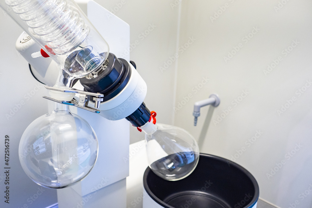 Rotary evaporator in a chemical laboratory. Rotary evaporator with