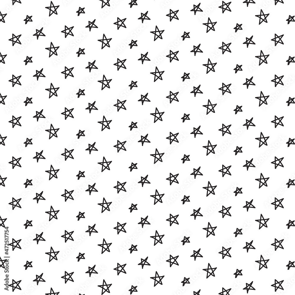 Fototapeta premium black and white hand drawn stars 