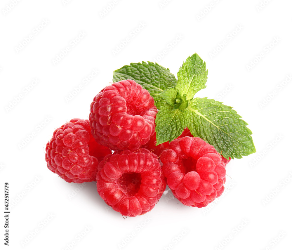 Tasty ripe raspberries on white background Tasty ripe raspberries on white background