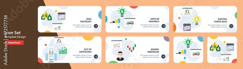 Internet banner set with financial profitability and investment icons.