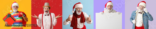 Set of cool Santa Claus on ...