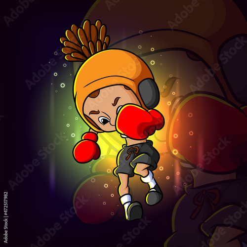 The boxing women beat up the opponent esport logo design