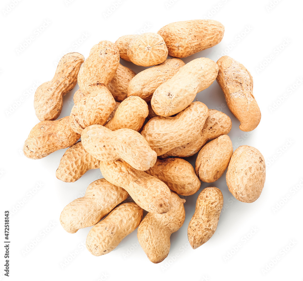 Heap of fresh peanuts on white background Heap of fresh peanuts on white background