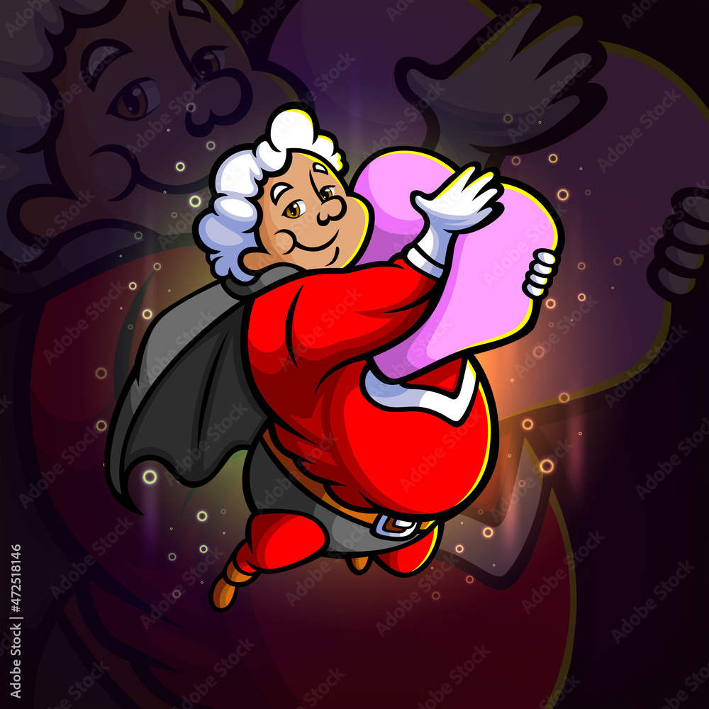 The old super cupid is holding a love esport mascot design