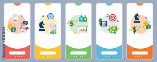 Business, finance, investment, strategy, growth and profits icons.