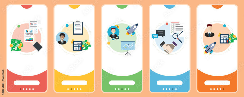 Fototapeta premium Accountancy, finance, calculating, tax, startup and business icons.