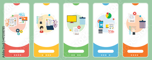Computer, trash digital, documents and cloud computing icons.