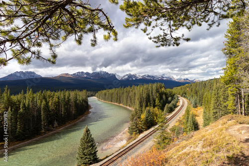 Rail road tracks beside the Bow River