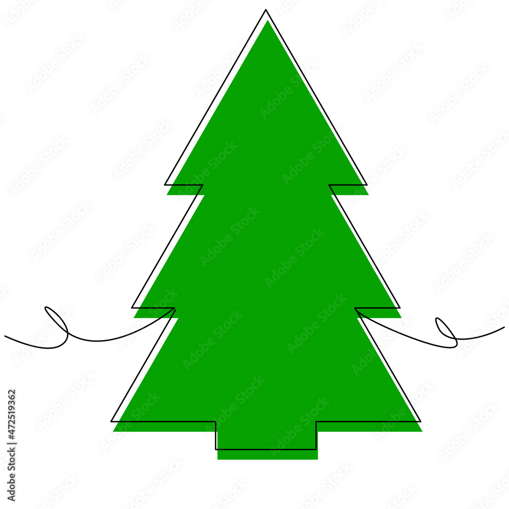 Simple geometric herringbone in one line with green color spot on white background. Stock illustration with a symbol of nature, ecology, clean air, New year, Christmas. Vector pine tree. Simple geometric herringbone in one line with green color spot on white background. Stock illustration with a symbol of nature, ecology, clean air, New year, Christmas. Vector pine tree.