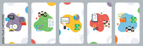 Business, growth, leadership, financial, statement and planning icons.