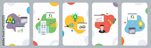 Finance, chart, business, investment and money icons.