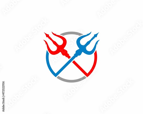 Trident cross in the circle shape logo