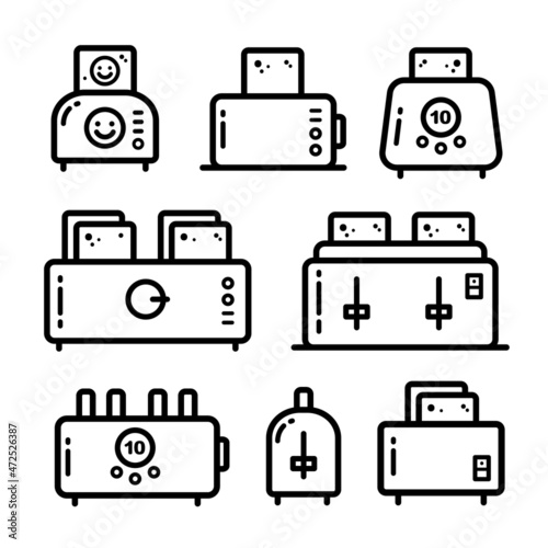 toaster outline icon set