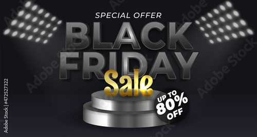 Black friday sale special offer on product podium scene
