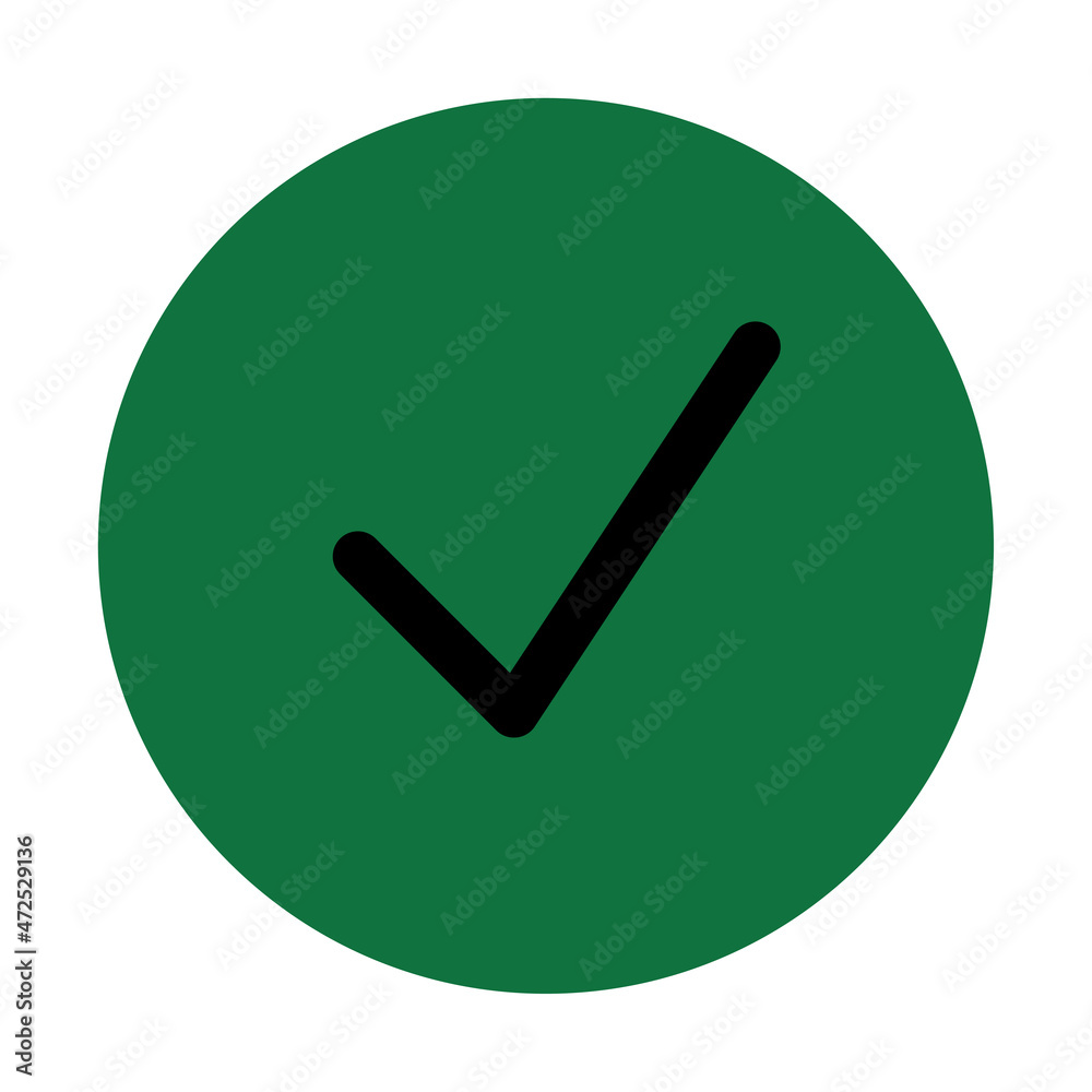 Mark icon in circle. Green sign. App element. Choice element. Modern freehand design. Vector illustration. Stock image. Mark icon in circle. Green sign. App element. Choice element. Modern freehand design. Vector illustration. Stock image.