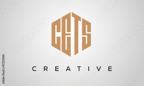 letters CETS creative polygon hexagon logo victor template	