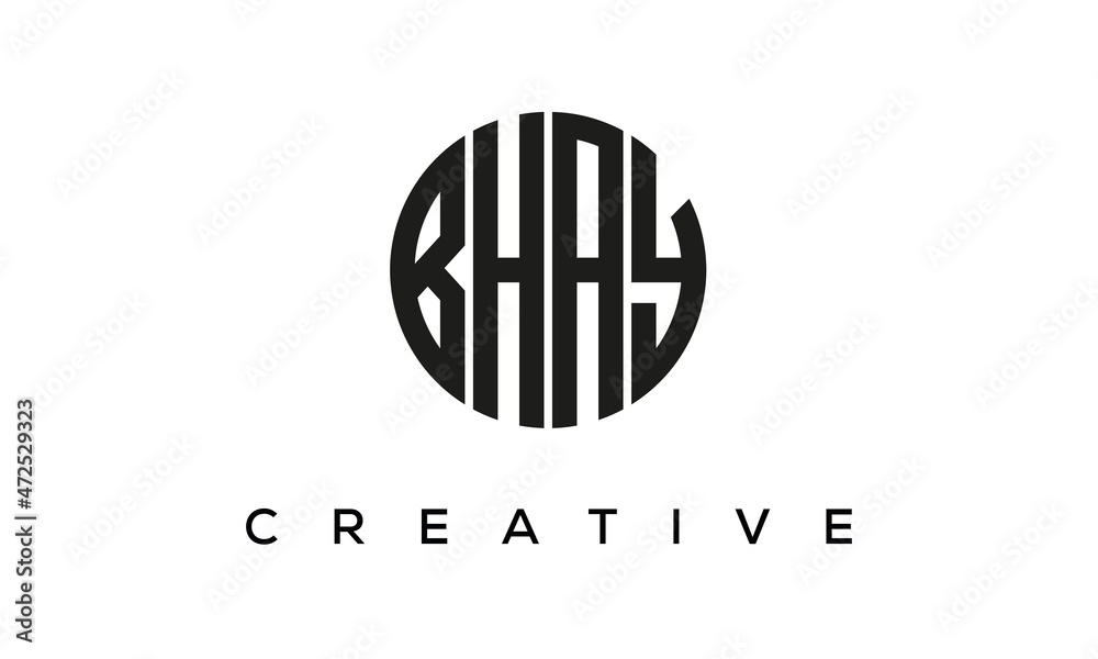 Letters BHAY creative circle logo design vector, 4 letters logo Letters BHAY creative circle logo design vector, 4 letters logo