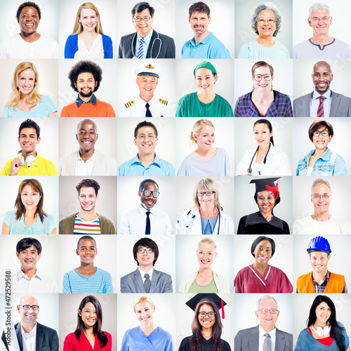 Portrait of Multiethnic Mixed Occupations People