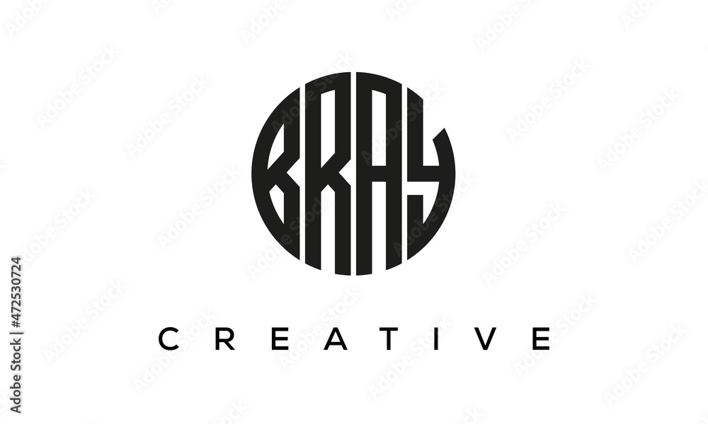 Letters BRAY creative circle logo design vector, 4 letters logo Letters BRAY creative circle logo design vector, 4 letters logo