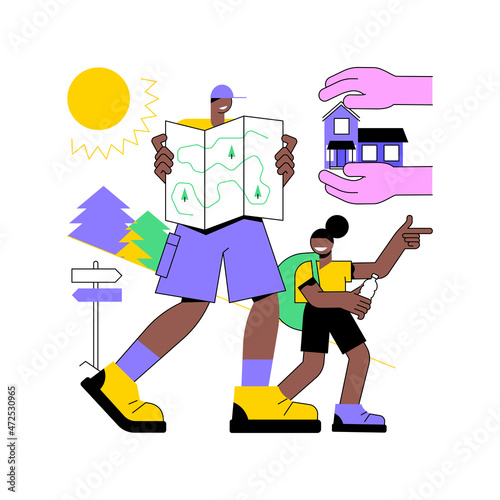 Fatherhood care abstract concept vector illustration. Fatherhood institute, care and domestic work, together at home, fathers day, relationship with child, happy kid family abstract metaphor.