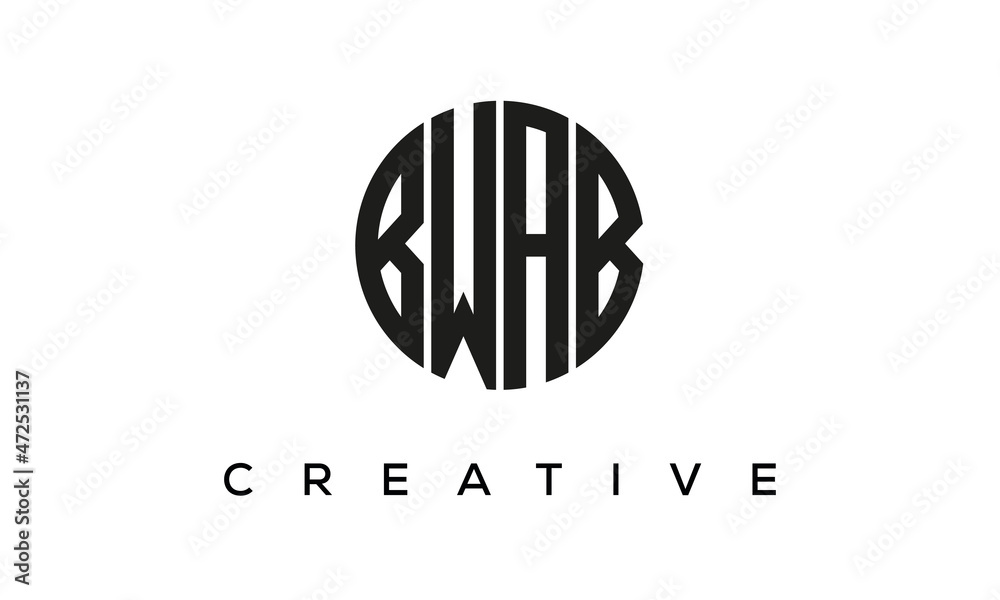 Letters BWAB creative circle logo design vector, 4 letters logo Letters BWAB creative circle logo design vector, 4 letters logo