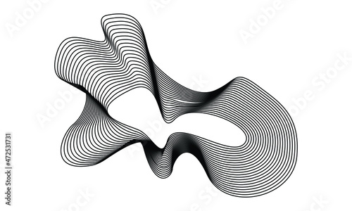 abstract contour motion in dynamic shape illustration. abstract wavy object in vector for futuristic theme design. striped element decoration.