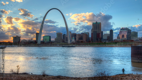 St Louis city skyline at sunset