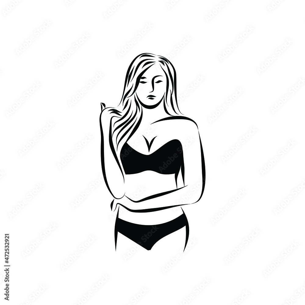 young beauty girl wearing bikini or swim wear logo design vector young beauty girl wearing bikini or swim wear logo design vector