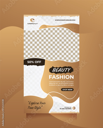 Modern beauty fashion sale promotion social media post story and banner template with elegant color. Template can be used for promotion of beauty products, clothes, cosmetic, modeling, skin care, etc