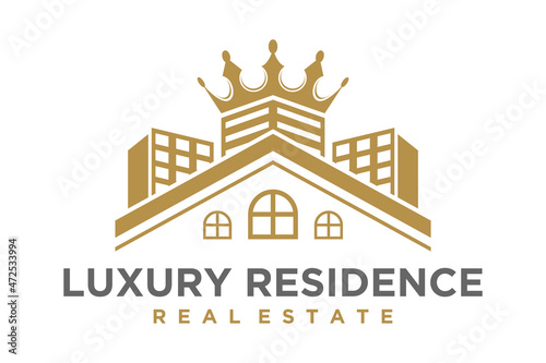 Crown and House for Real Estate or Home Loan Business logo design
