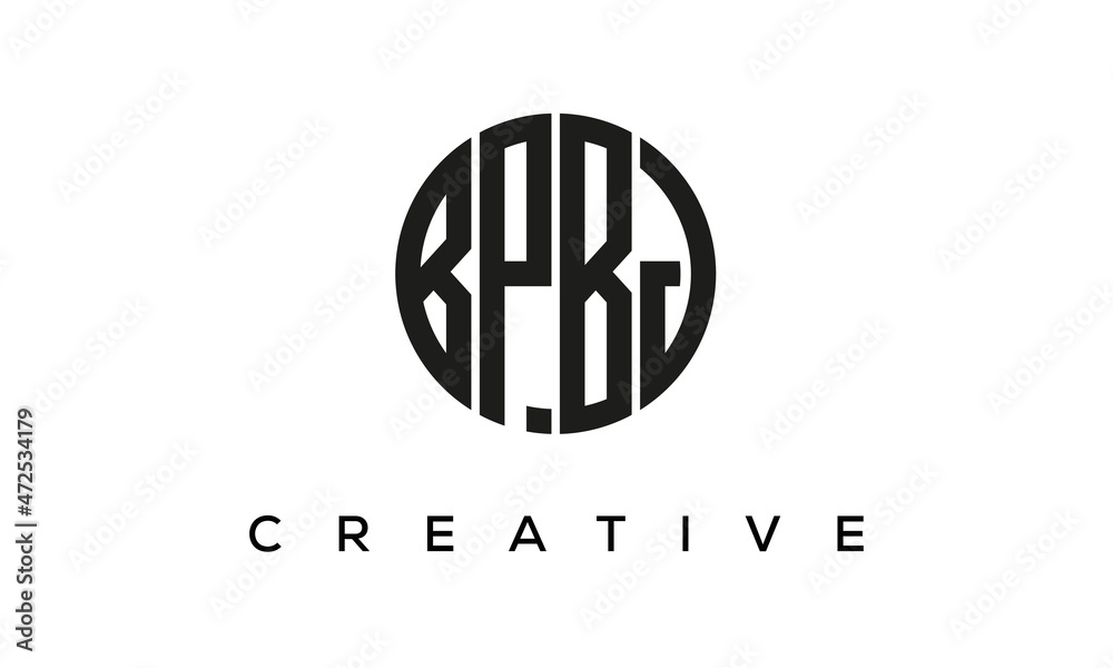 Letters BPBJ creative circle logo design vector, 4 letters logo Letters BPBJ creative circle logo design vector, 4 letters logo
