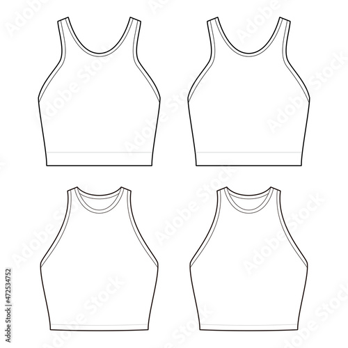 Sports bra fashion vector sketch, Apparel template, Sports bra