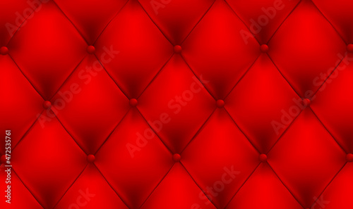 Red leather upholstery pattern. Royal Red vintage leather upholstery leather background. Luxury Background Template. 3d realistic upholstery seamless pattern. tufted leather background. Vector EPS10.