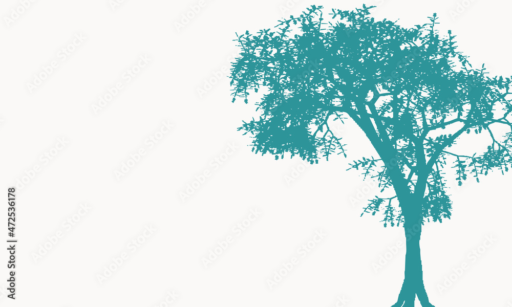 Obraz premium white background with blue tree on the side