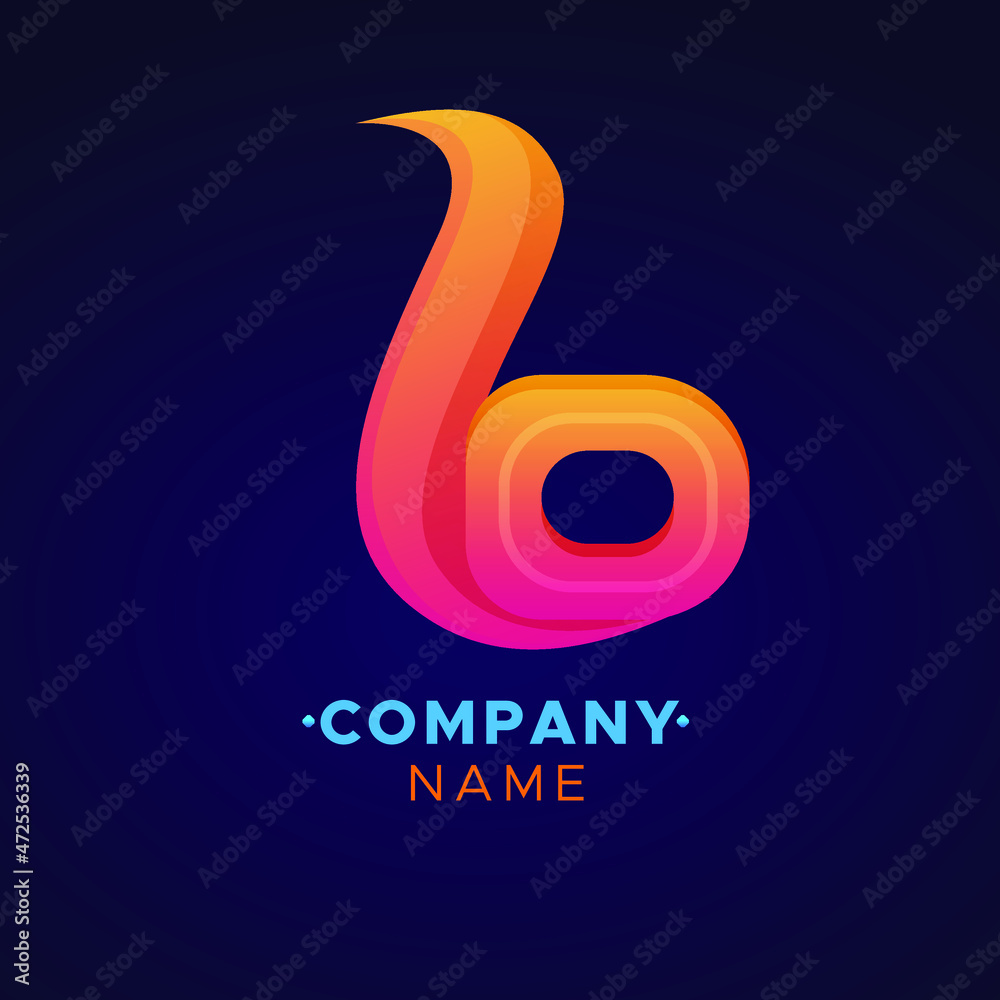 Fototapeta premium 3D abstract colorful b letter logo, colorful illustration