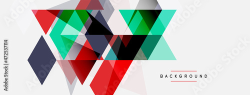 Color triangles composition, geometric abstract background. Techno or business concept, pattern for wallpaper, banner, background, landing page