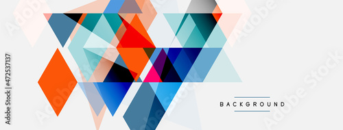Color triangles composition, geometric abstract background. Techno or business concept, pattern for wallpaper, banner, background, landing page