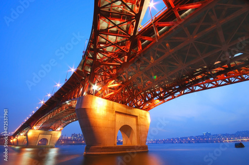 The night view of Seongsudaegyo Bridge on the Han River - Seoul, Korea