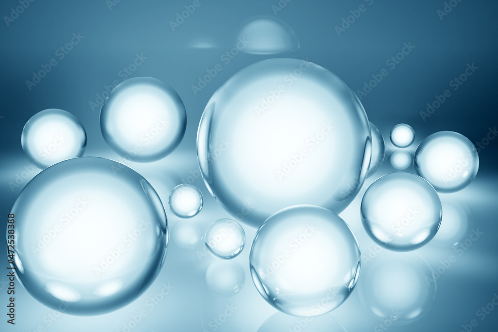 3D rendering. Transparent inflatable balls. Close-up geometric figure of a ball on black background 3D rendering. Transparent inflatable balls. Close-up geometric figure of a ball on black background