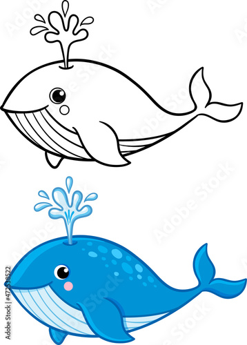 whale blue outline