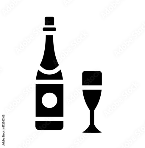 Christmas Champagne black icon. Isolated simple vector icon