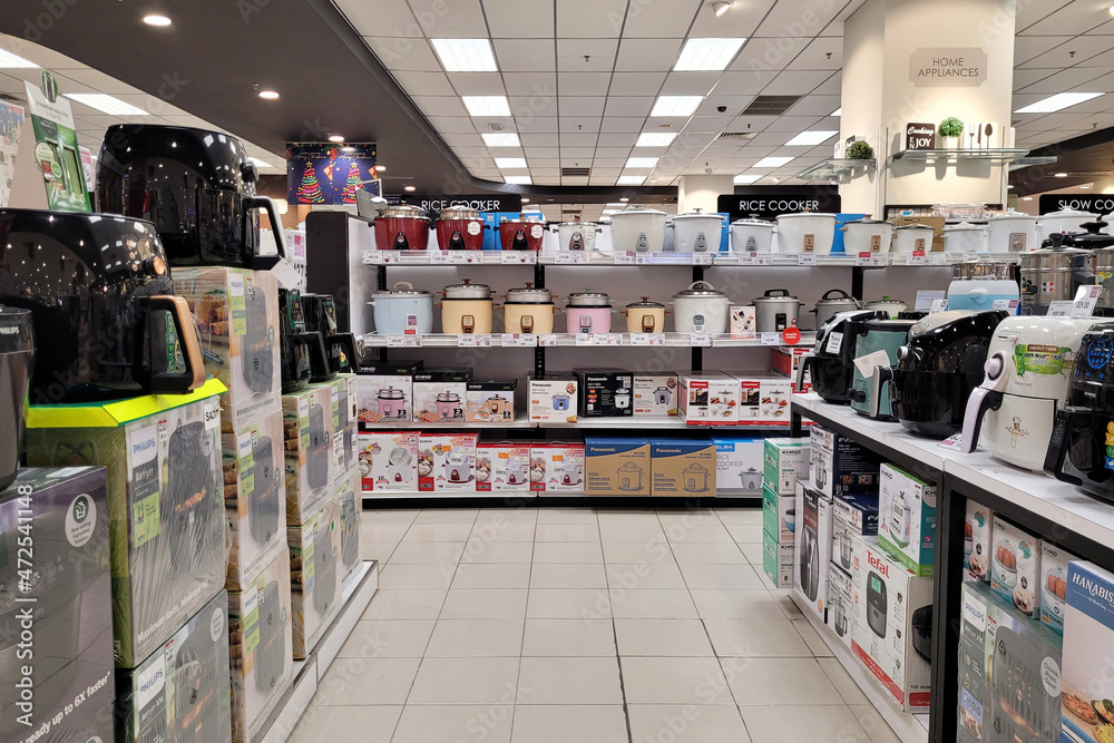 Interior view of electronic and kitchenware department store in Aeon ...