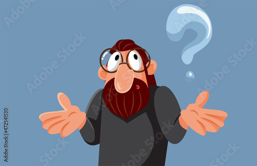 Middle Aged Man Having Questions Vector Cartoon Illustration