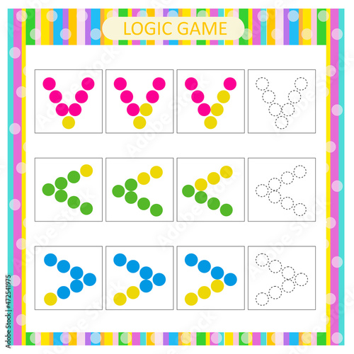 Educational logical game for kids. Task for the development of logical thinking. Preschool worksheet activity. Vector illustration.