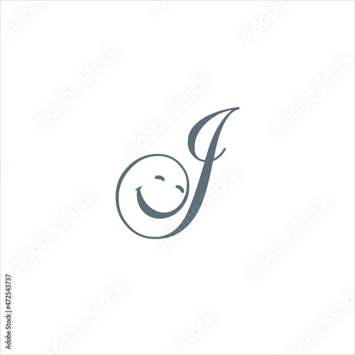 initials j logo vector template smile